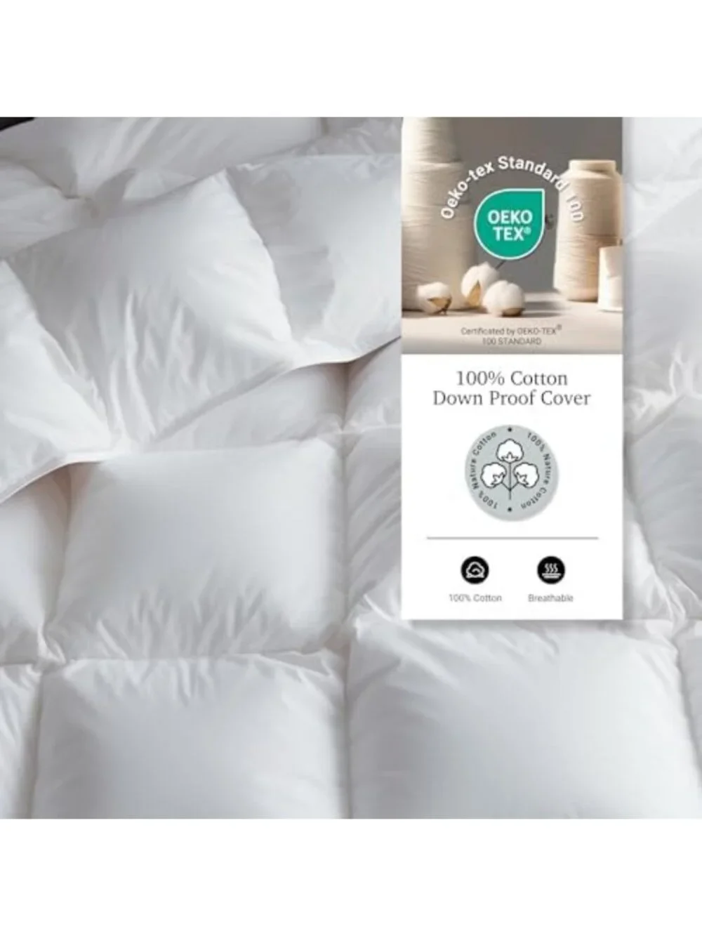 Luxury White Goose Down Comforter - Soft, Cozy, Full/Queen Size Bedding